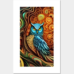 Curve Pattern Owl Posters and Art